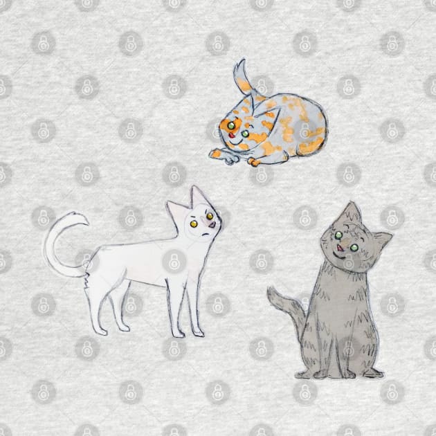 Cats everywhere pattern blue by bitingnclawing